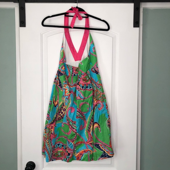 Lilly Pulitzer Paisley Halter Dress, Sz 8 - Picture 2 of 6